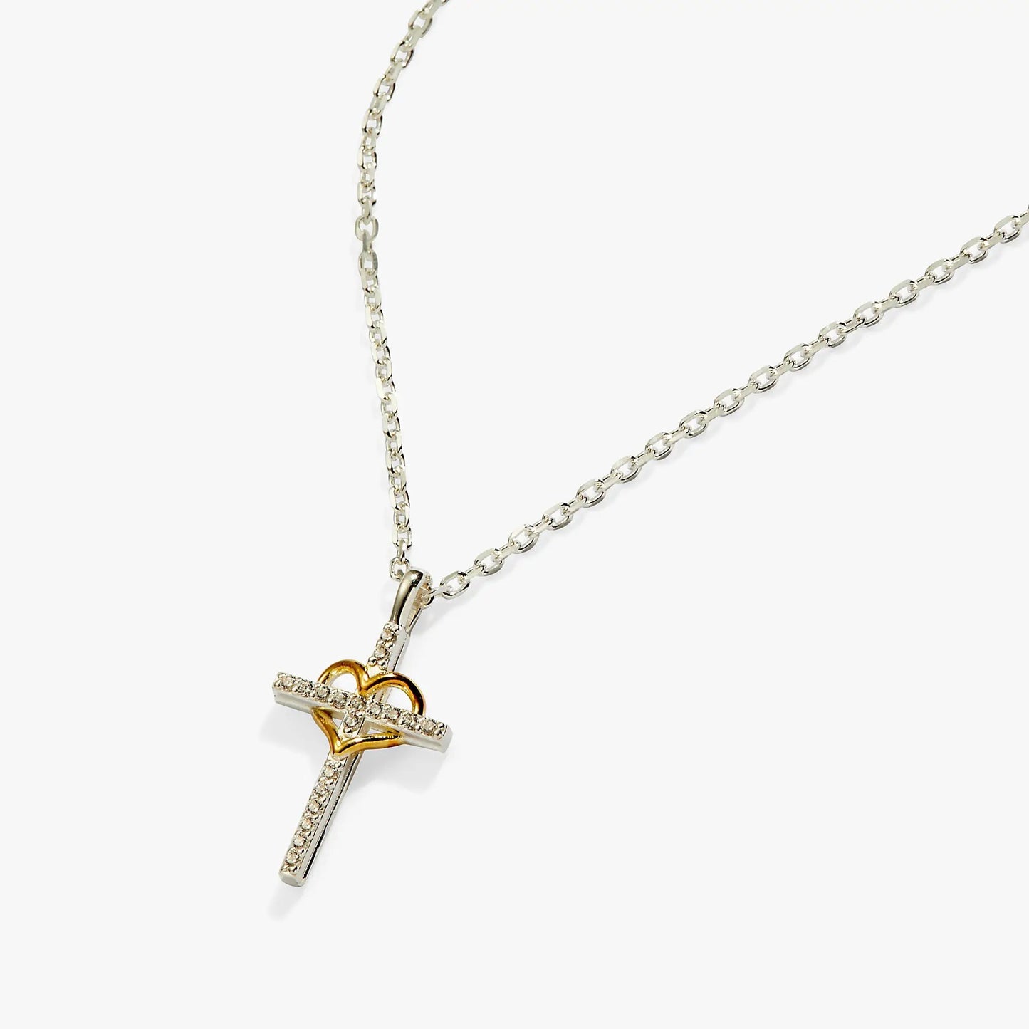 Cross and Heart Necklace Sterling Silver