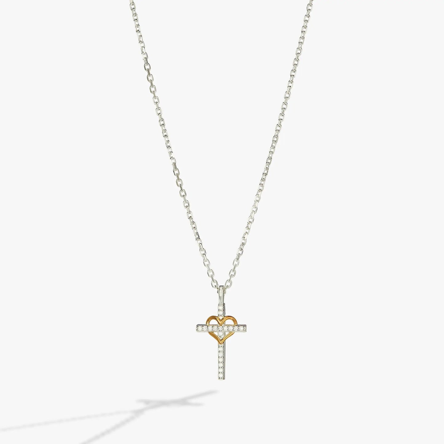 Cross and Heart Necklace Sterling Silver