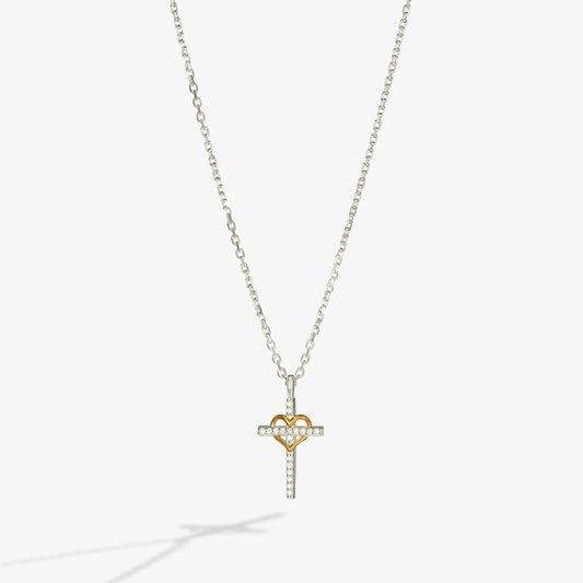 Cross and Heart Necklace by Alex and Ani sterling silver with diamond cross pendant on Tampa Home & Garden Store