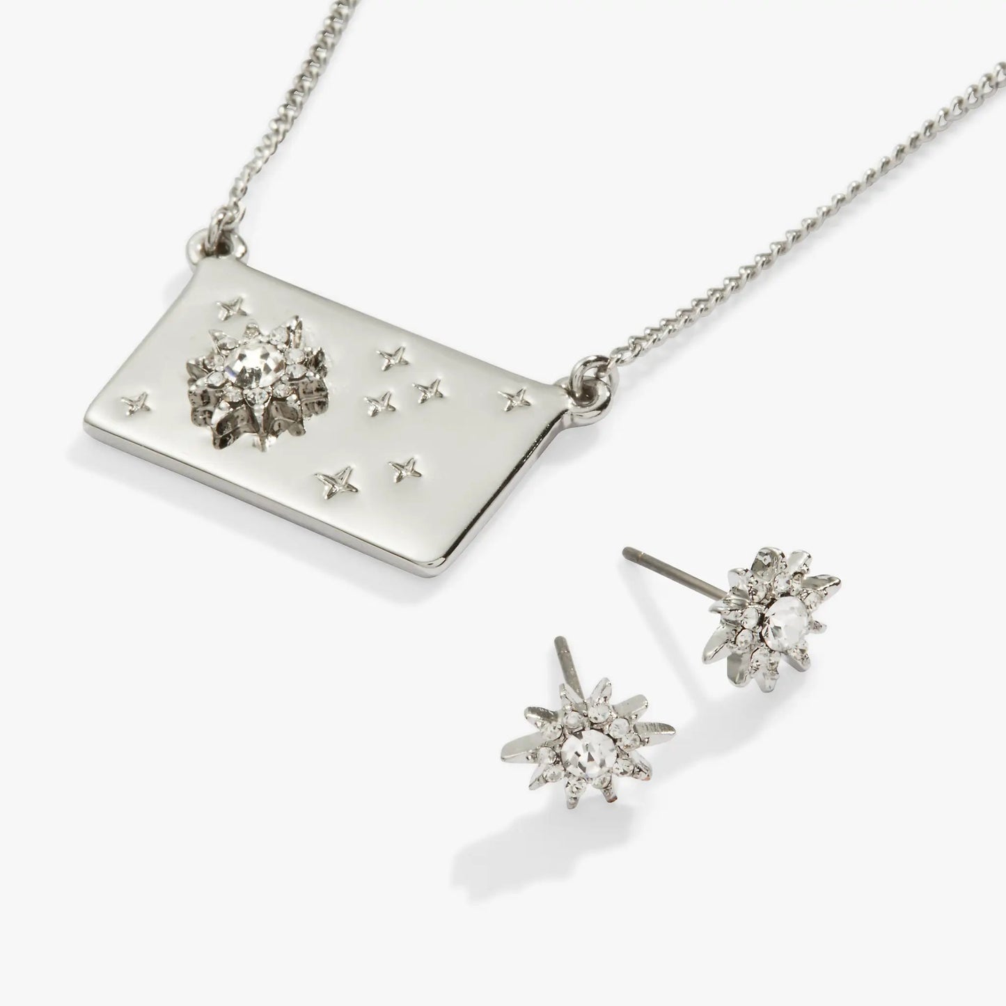 Starburst Charm Necklace and Stud Earring Set