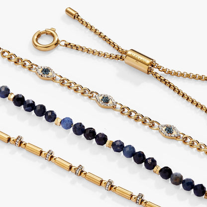 Evil Eye Stranded Bracelet Set and Crystal Beads