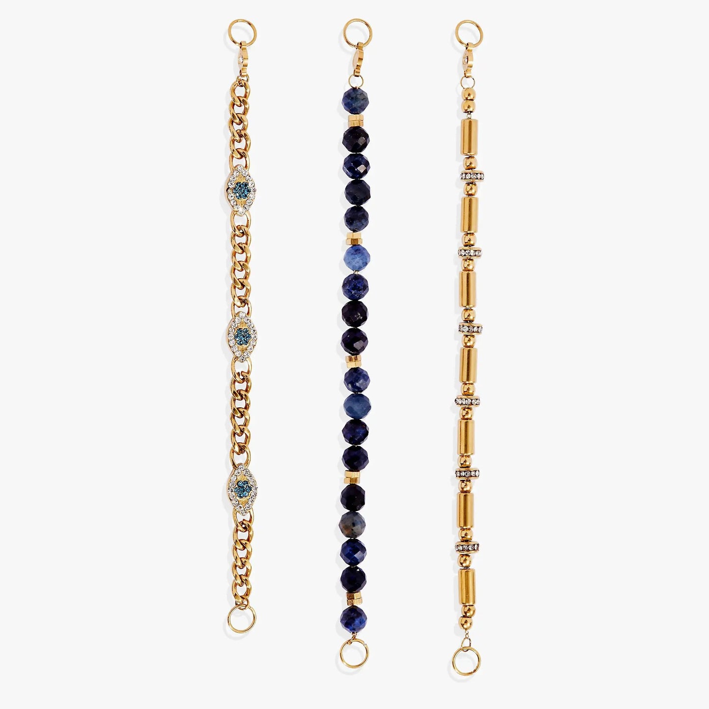 Evil Eye Stranded Bracelet Set and Crystal Beads