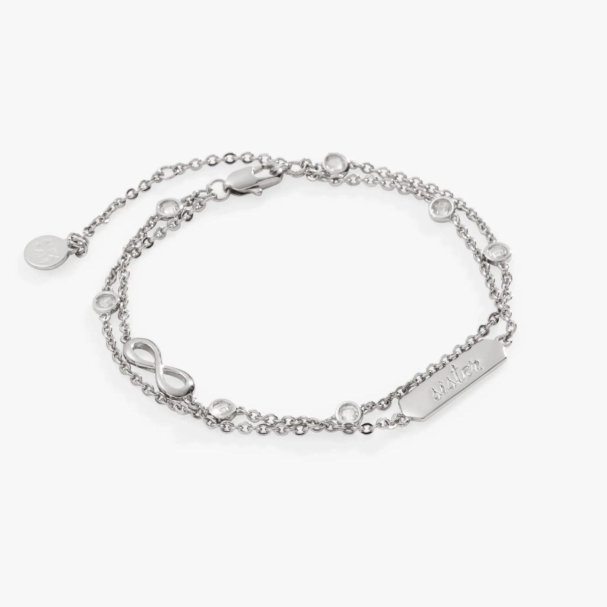 Sister Infinity Chain Double Strand Bracelet silver-tone with crystals by Alex and Ani on Tampa Home & Garden Store