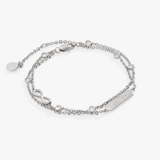Sister Infinity Chain Double Strand Bracelet silver-tone with crystals by Alex and Ani on Tampa Home & Garden Store