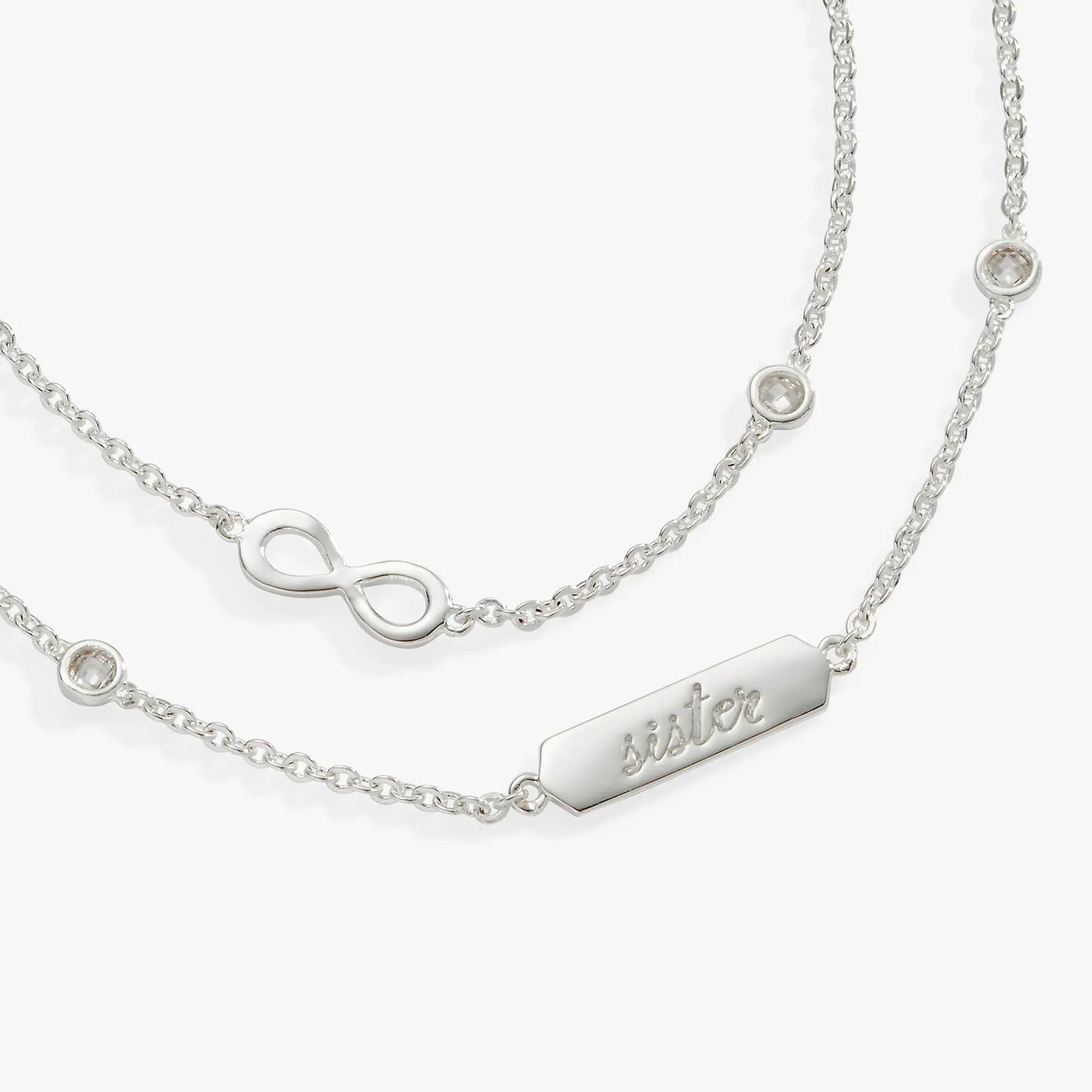 Sister Infinity Chain Double Strand Bracelet by ALEX AND ANI with infinity charm and crystals on Tampa Home & Garden Store