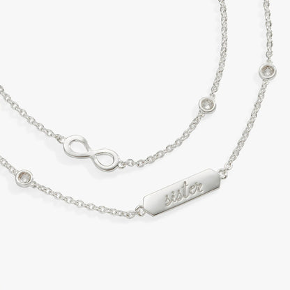 Sister Infinity Chain Double Strand Bracelet by ALEX AND ANI with infinity charm and crystals on Tampa Home & Garden Store