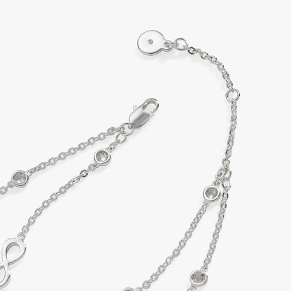 Sister Infinity Chain Double Strand Bracelet, Alex and Ani, silver-tone chain with crystal accents on Tampa Home & Garden Store