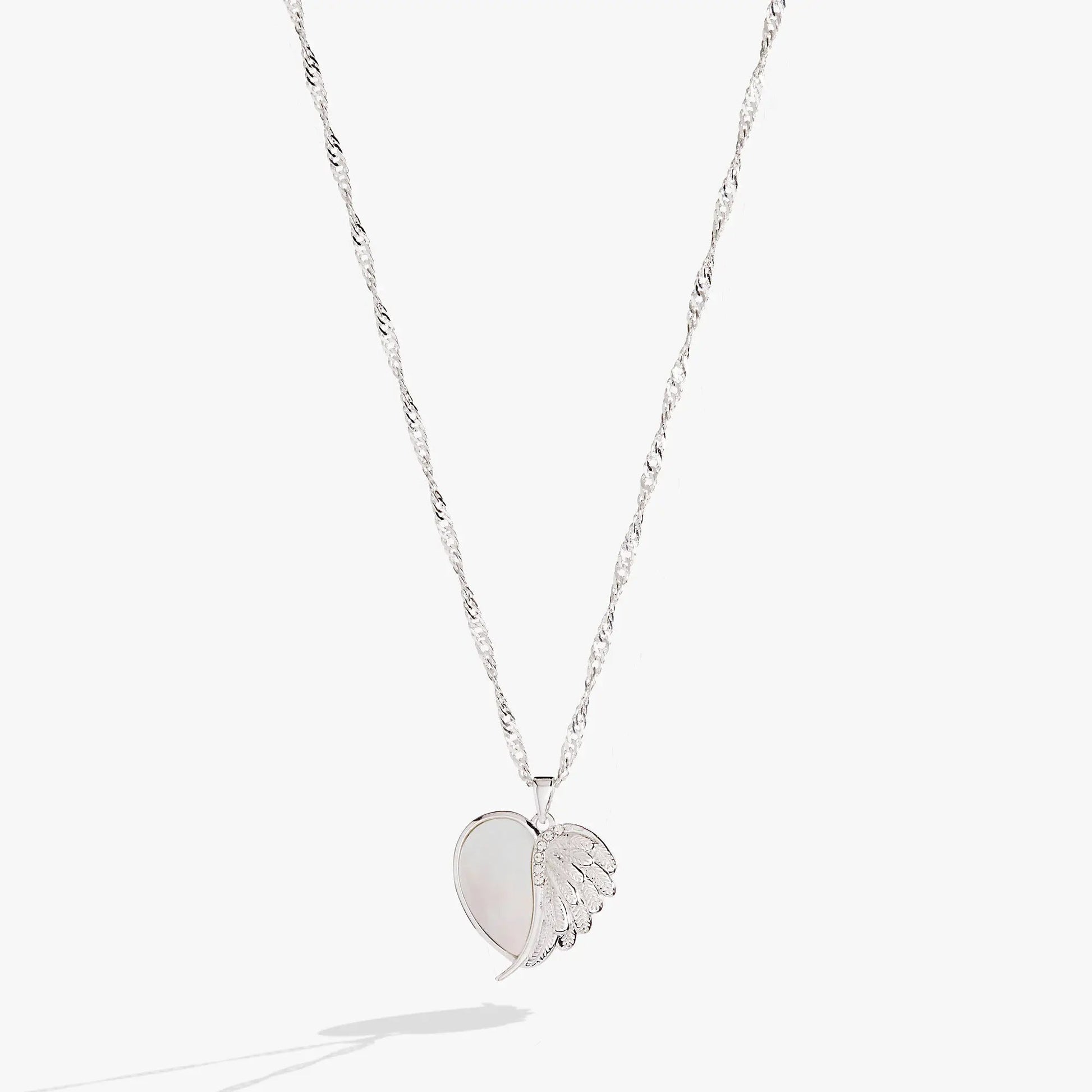 Wings of Protection charm necklace, silver-tone chain with winged heart pendant by Alex and Ani on Tampa Home & Garden Store