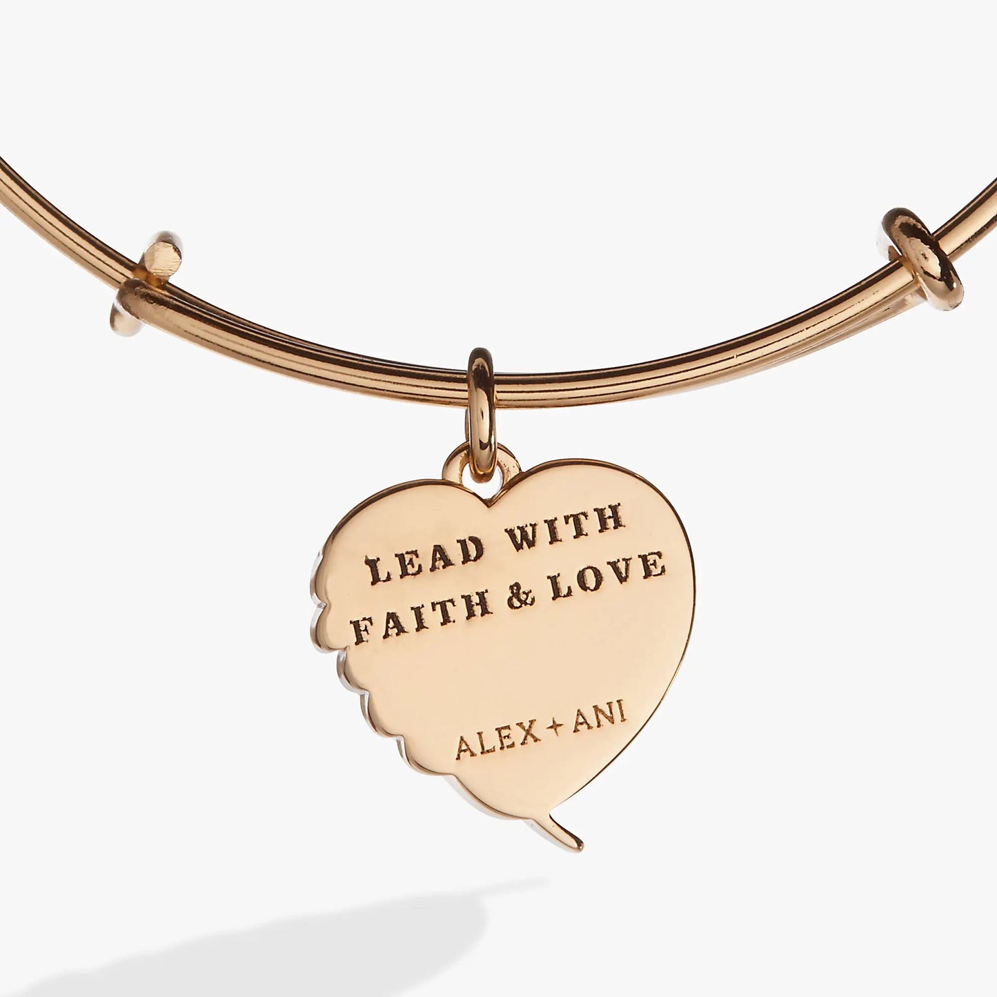 Wings of Protection Charm Bangle rose-gold by ALEX AND ANI with faith & love charm on Tampa Home & Garden Store