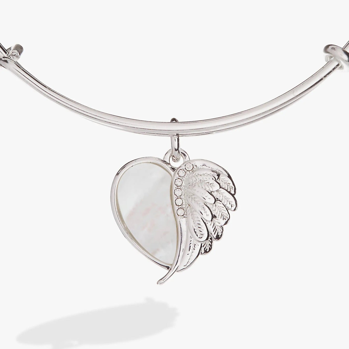 Wings of Protection Charm Bangle, silver-tone bracelet with wing charm pendant on Tampa Home & Garden Store