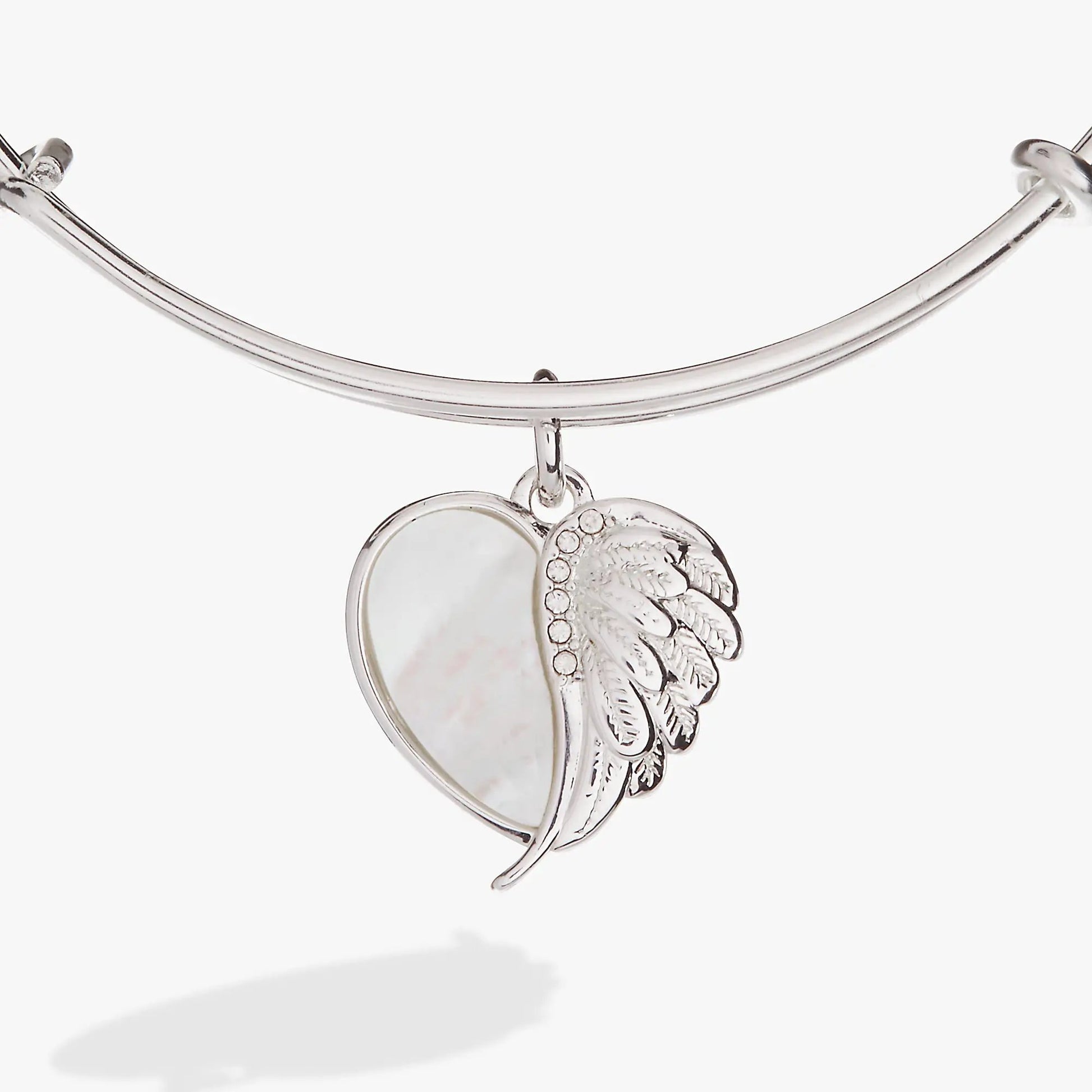 Wings of Protection Charm Bangle, silver-tone bracelet with wing charm pendant on Tampa Home & Garden Store
