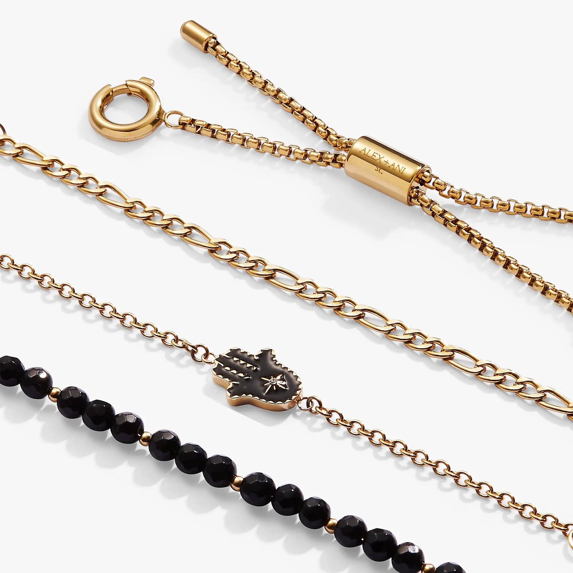 Hamsa Stranded™ Bracelet Set gold-tone chains with enamel Hamsa charm ALEX AND ANI on Tampa Home & Garden Store