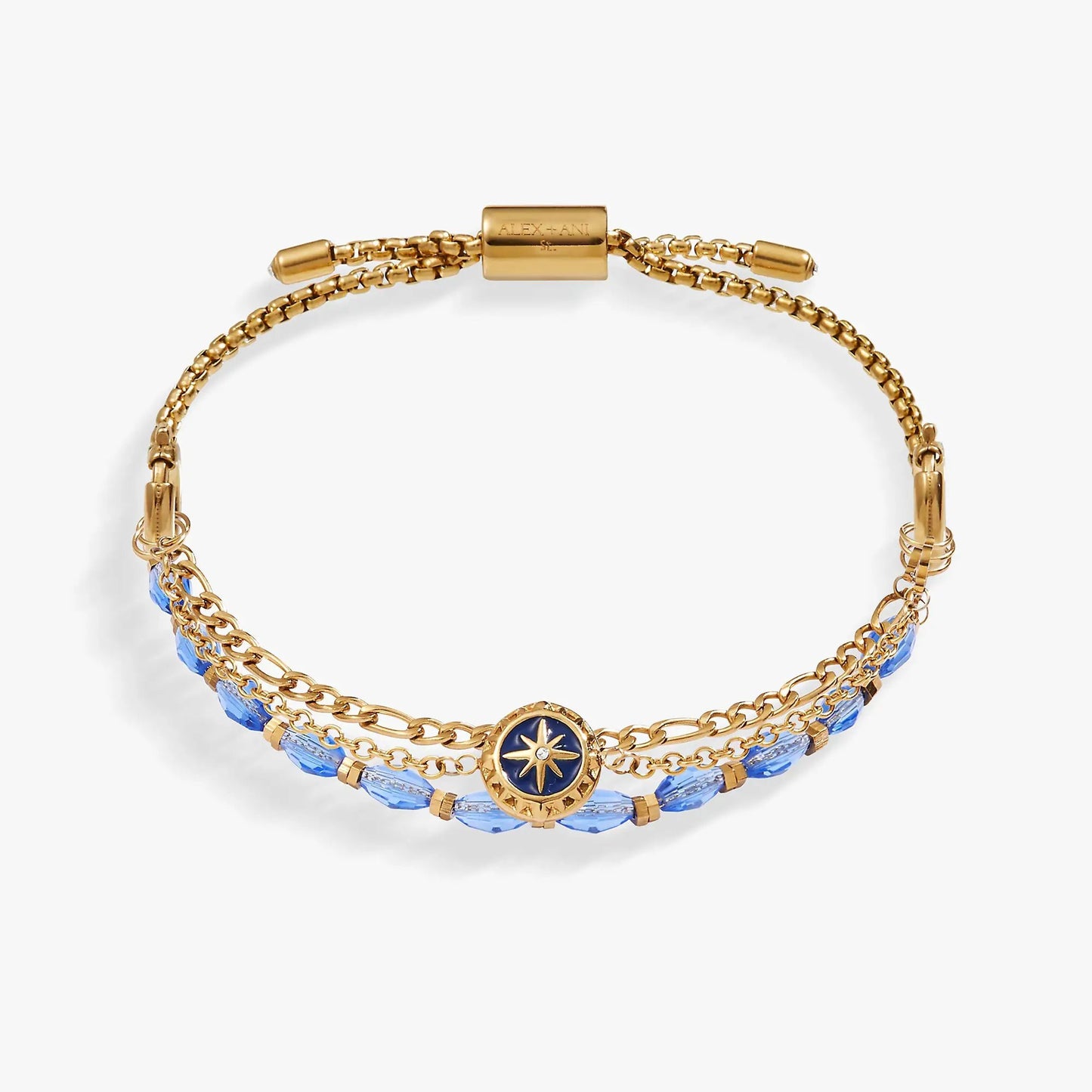 Compass Stranded Bracelet Set Gold Chain Beads