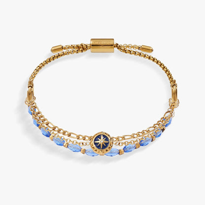 Compass Stranded Bracelet Set Gold Chain Beads
