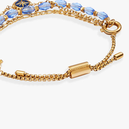 Compass Stranded Bracelet Set Gold Chain Beads
