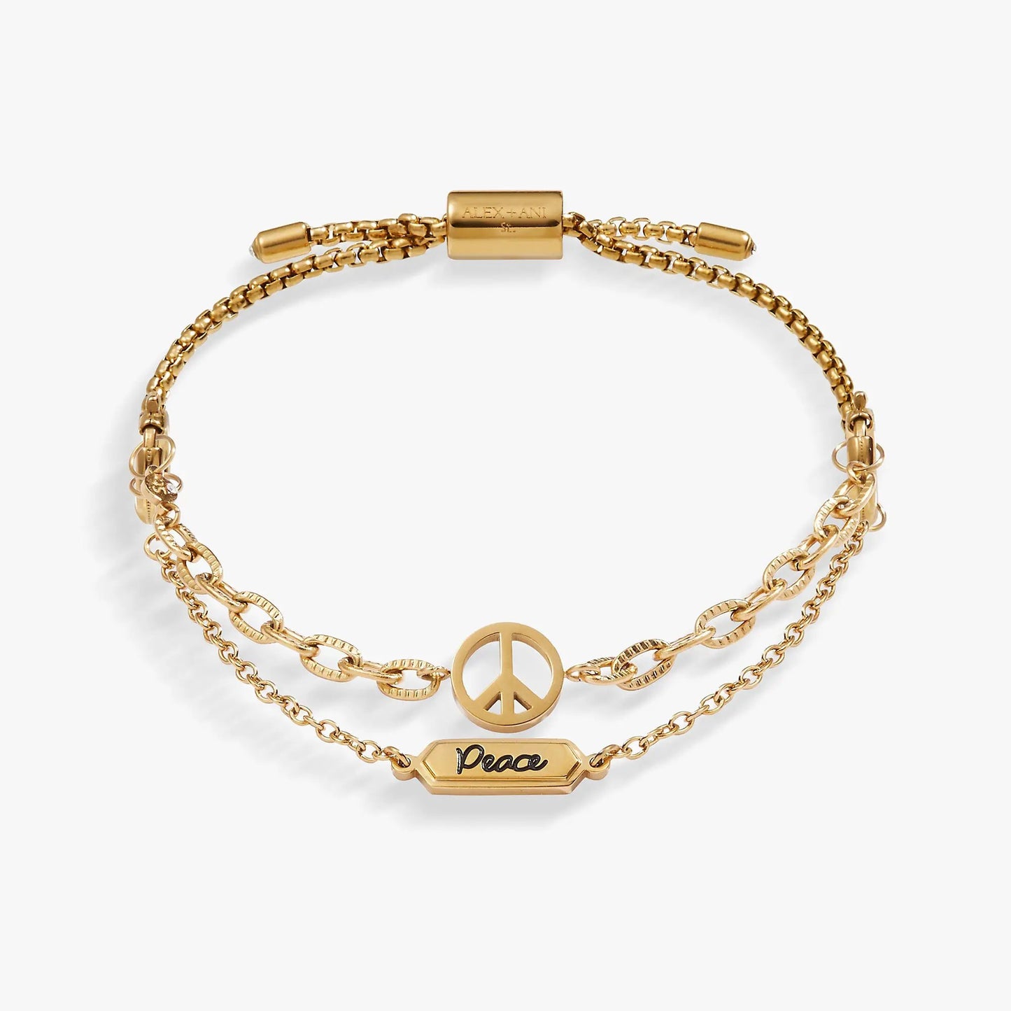 Peace Stranded Bracelet Set With Dual Chains