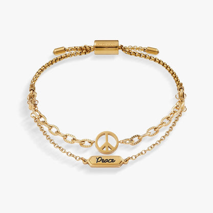 Peace Stranded Bracelet Set With Dual Chains