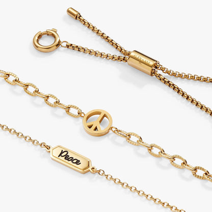 Peace Stranded Bracelet Set With Dual Chains