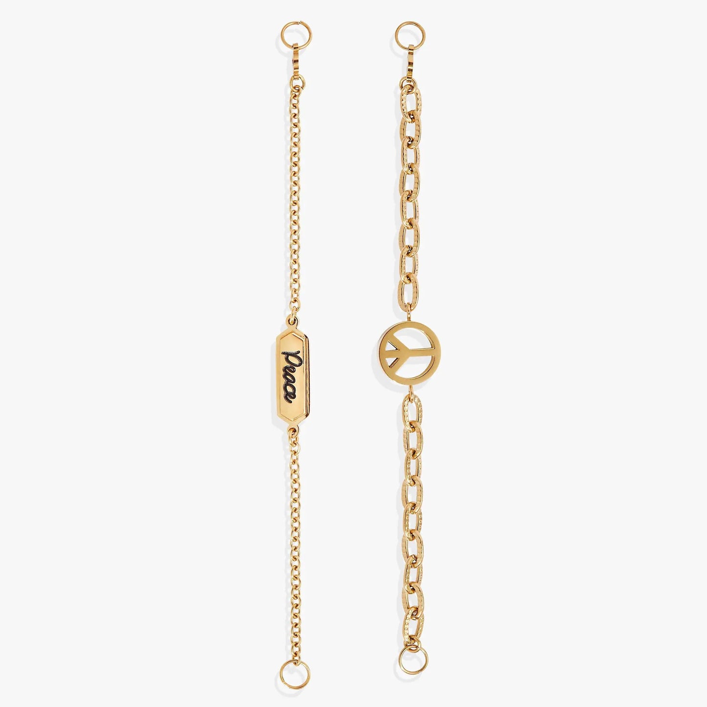 Peace Stranded Bracelet Set With Dual Chains