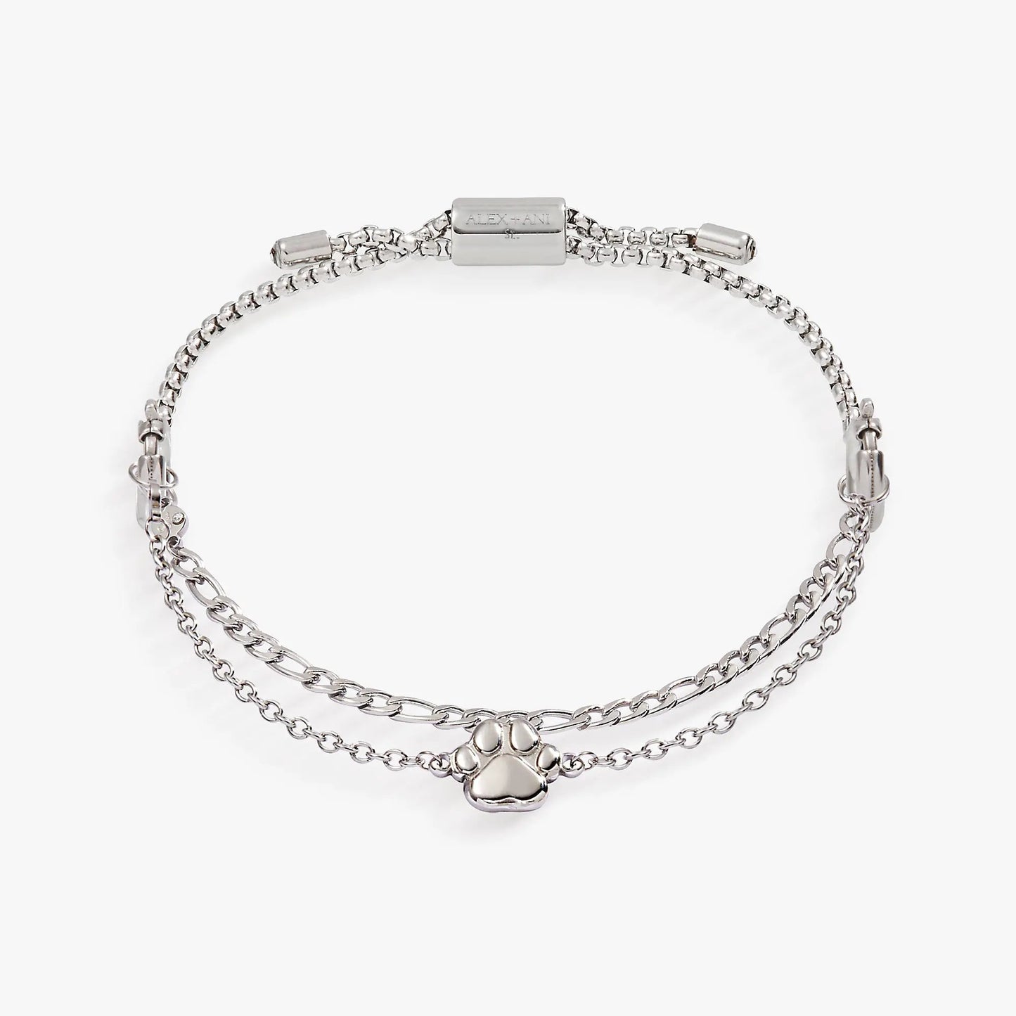 Paw Print Stranded bracelet set, silver-tone, double-chain with paw charm, by ALEX AND ANI on Tampa Home & Garden Store