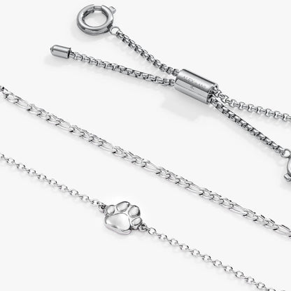 Paw Print Stranded Bracelet Set ALEX AND ANI in silver with paw print charm and chain clasp on Tampa Home & Garden Store