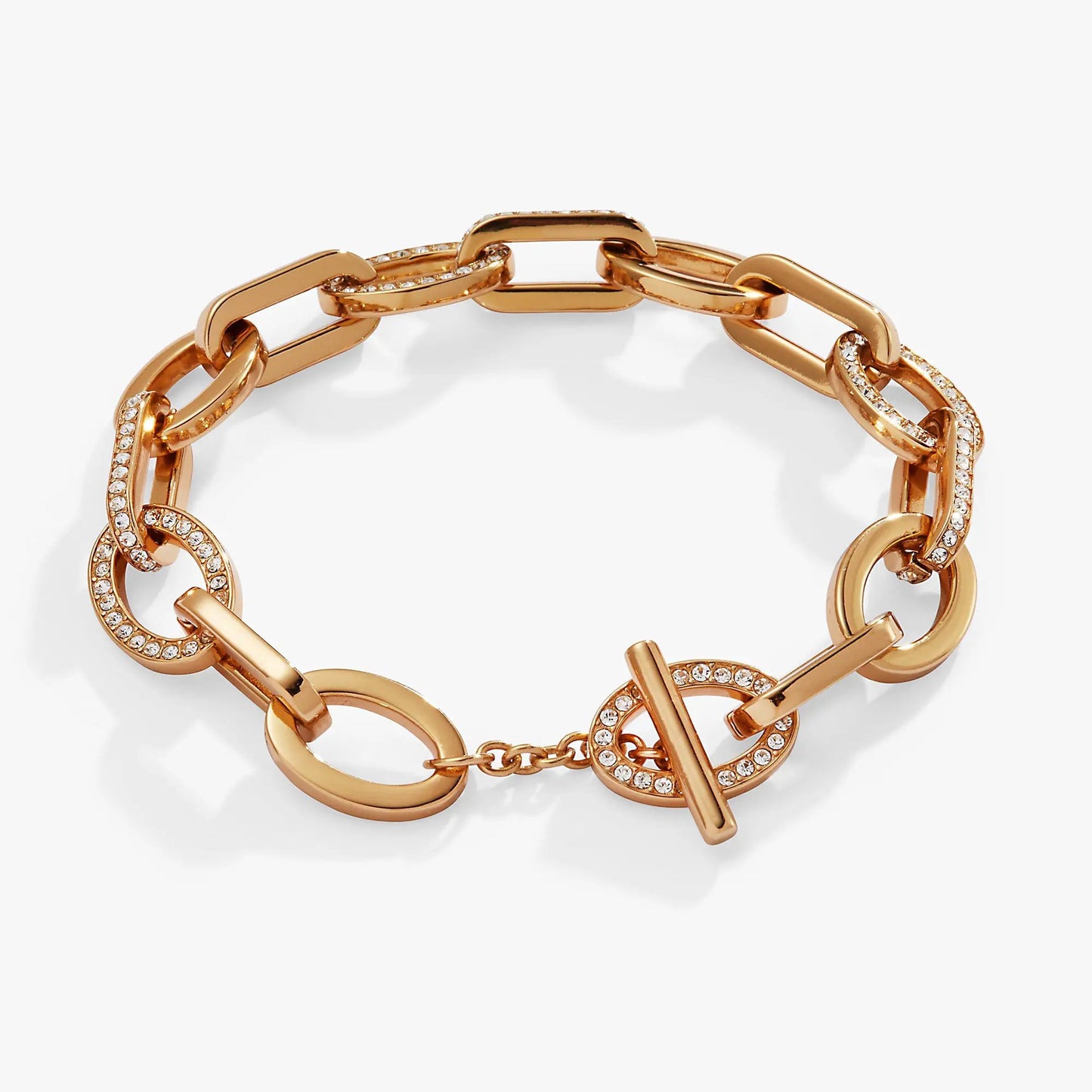 Oval Link Crystal Chain Toggle Bracelet Shining