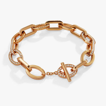 Oval Link Crystal Chain Toggle Bracelet Shining