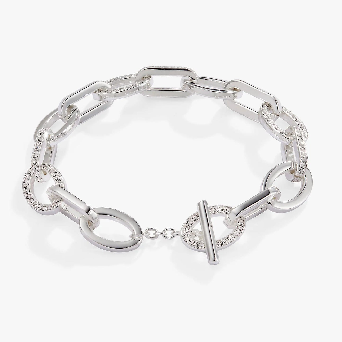 Oval Link Crystal Chain Toggle Bracelet Shining