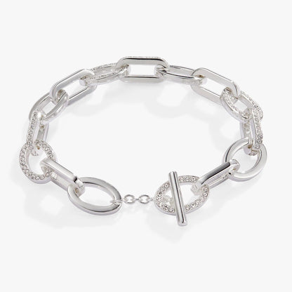 Oval Link Crystal Chain Toggle Bracelet Shining