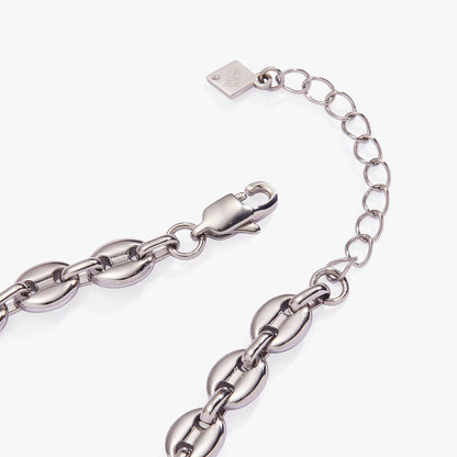 Mariner Chain Bracelet by ALEX AND ANI in silver tone with large oval links and brand tag on the clasp on Tampa Home & Garden Store