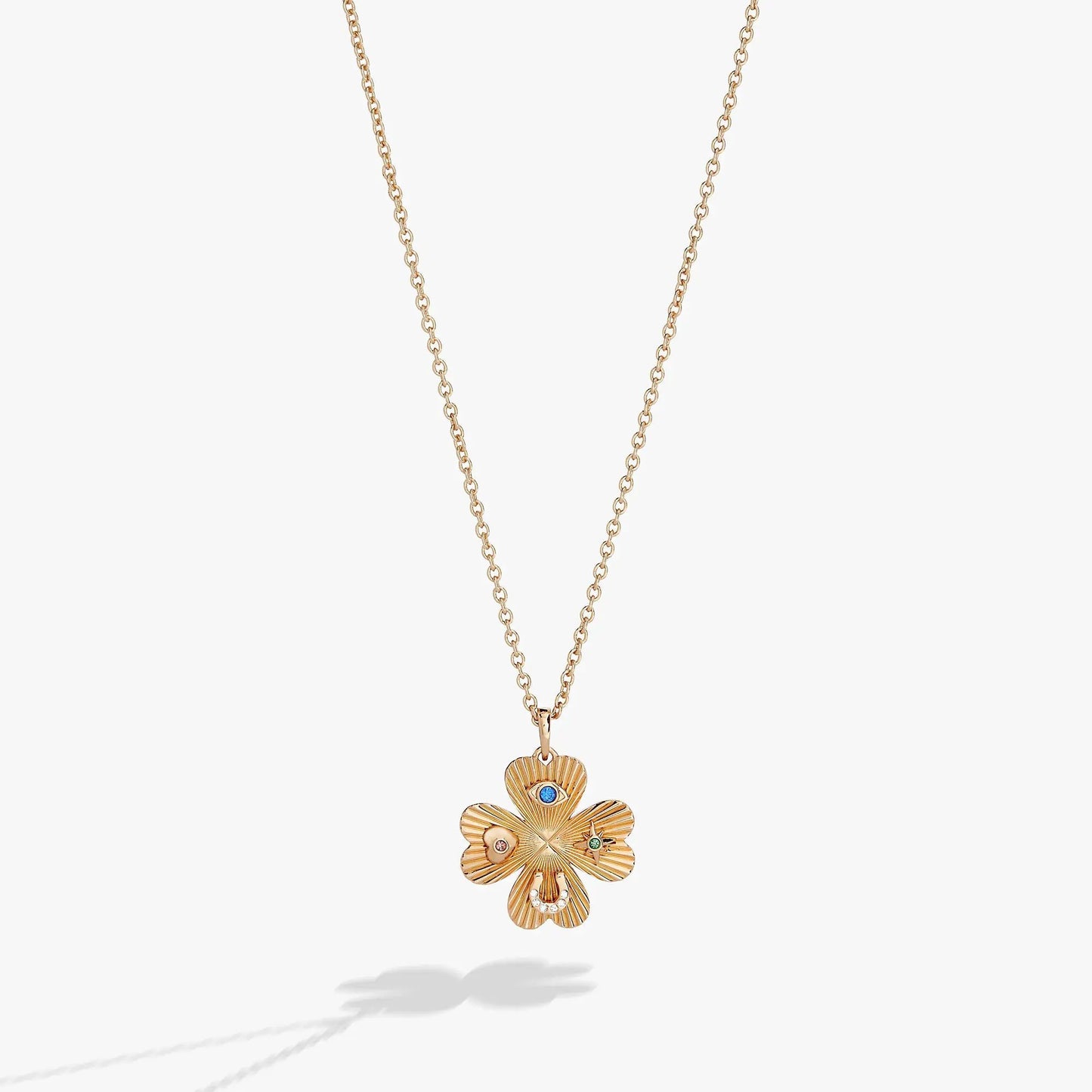 Lucky Four Leaf Clover Necklace and Evil Eye