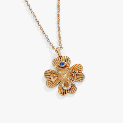 Lucky Four Leaf Clover Necklace and Evil Eye