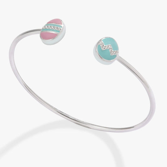 Easter Egg Flex Cuff bracelet with two eggs pink turquoise, rhinestones by Alex and Ani on Tampa Home & Garden Store