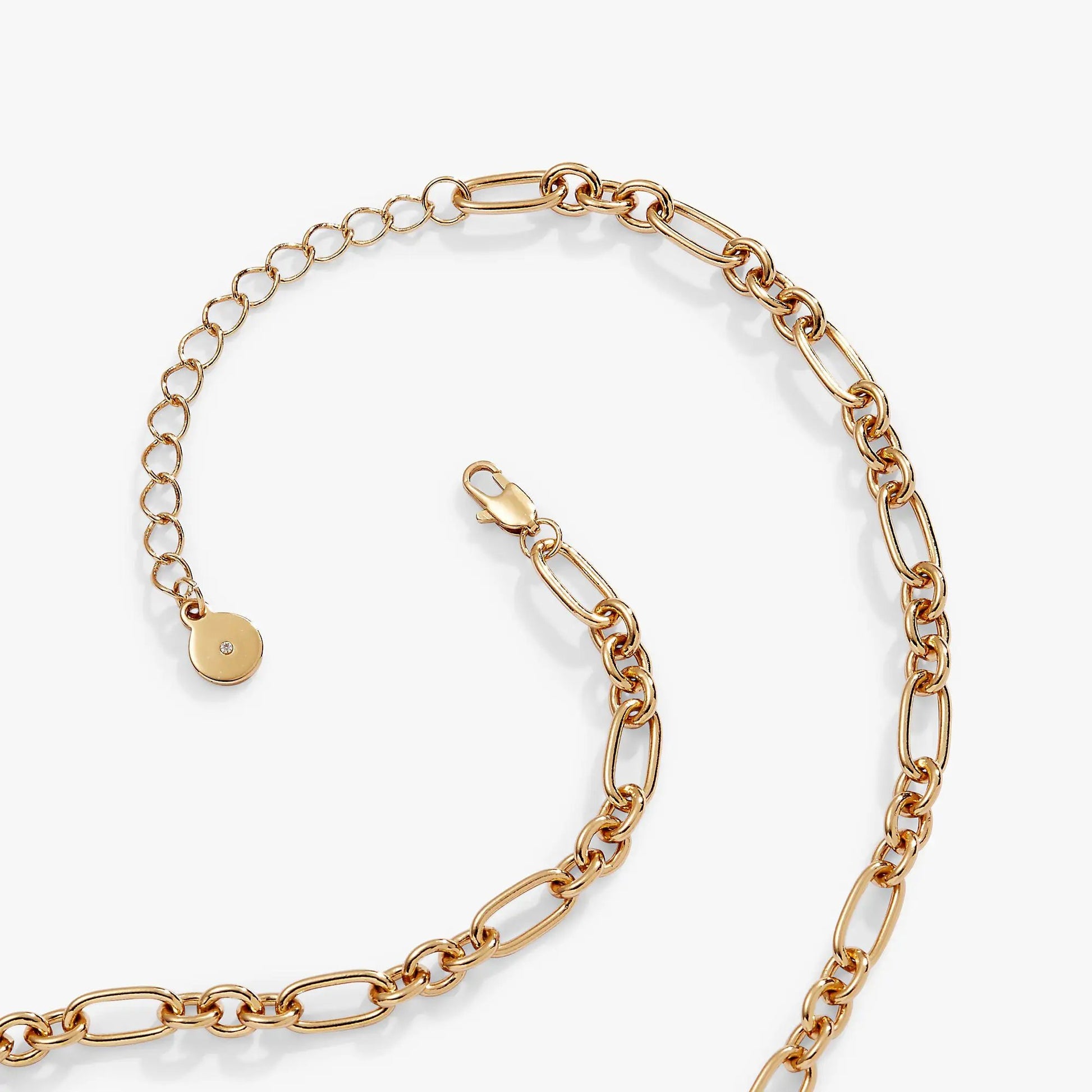 Lucky Four Leaf Clover Necklace by Alex and Ani in gold-tone with chain links and crystal charm on Tampa Home & Garden Store