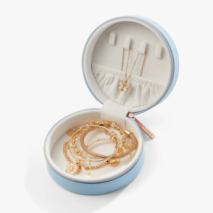 Butterfly Jewelry Case, blue exterior, white interior, holds butterfly pendant necklace on Tampa Home & Garden Store