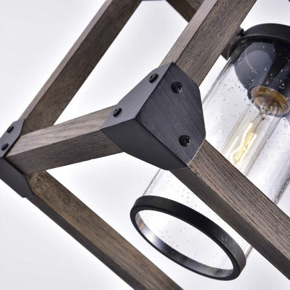 Lámpara de araña rectangular regulable de 4 luces con detalles de hierro forjado