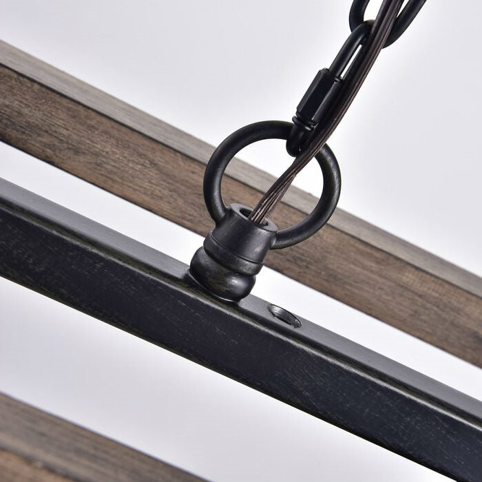 Lámpara de araña rectangular regulable de 4 luces con detalles de hierro forjado