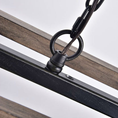 Lámpara de araña rectangular regulable de 4 luces con detalles de hierro forjado