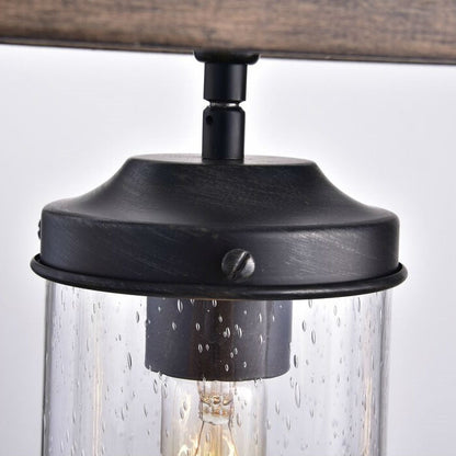 Lámpara de araña rectangular regulable de 4 luces con detalles de hierro forjado