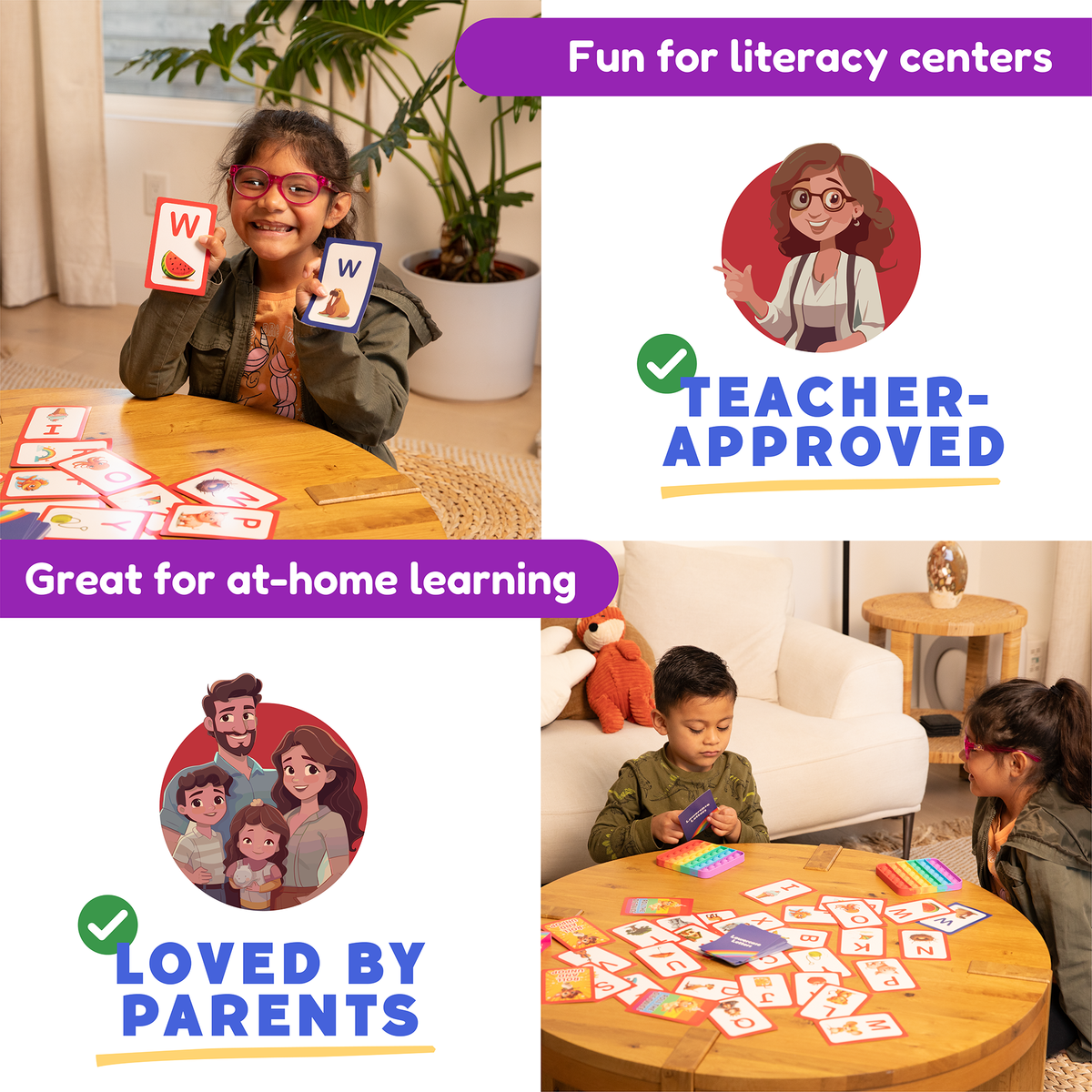 ABC Learn Uppercase & Lowercase Letters Card Pack by The Fidget Games with colorful cards on Tampa Home & Garden Store