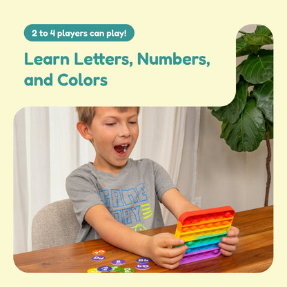 ABC BINGO! toy by The Fidget Games; child plays with colorful pop-it stacker and letter tokens on Tampa Home & Garden Store