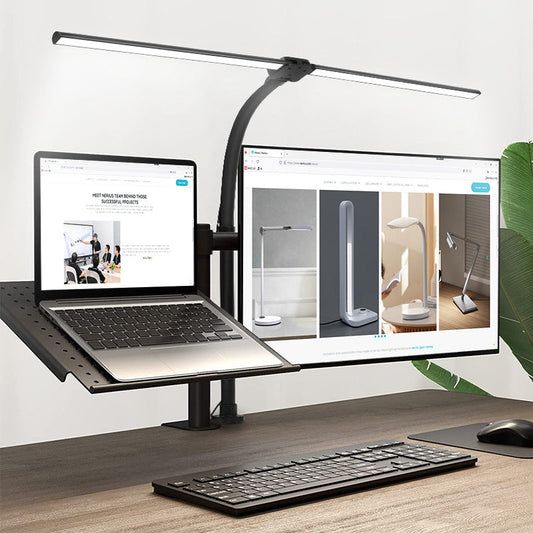 Lampe de bureau double tête pour écran d'ordinateur, protection oculaire, lecture, haute luminosité, chambre d'étudiant