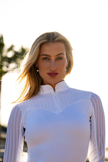 LOLLY Show Shirt white equestrian show top with zip riding apparel on Tampa Home & Garden Store