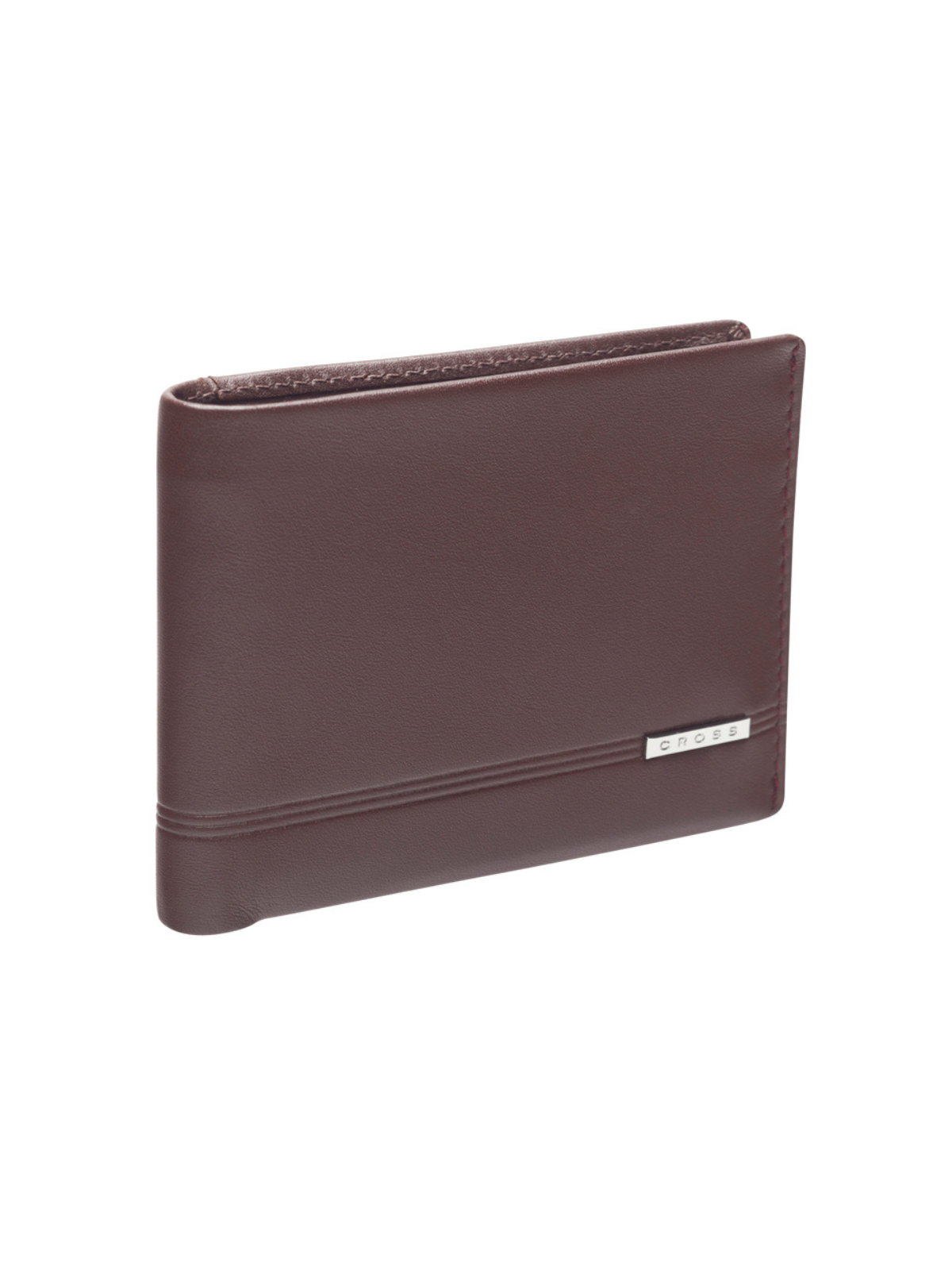 Bi-Fold Slim Card Wallet brown leather with stitched accents and Cross logo plate by A.T. Cross on Tampa Home & Garden Store