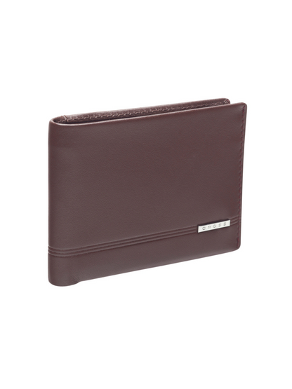 Bi-Fold Slim Card Wallet brown leather with stitched accents and Cross logo plate by A.T. Cross on Tampa Home & Garden Store