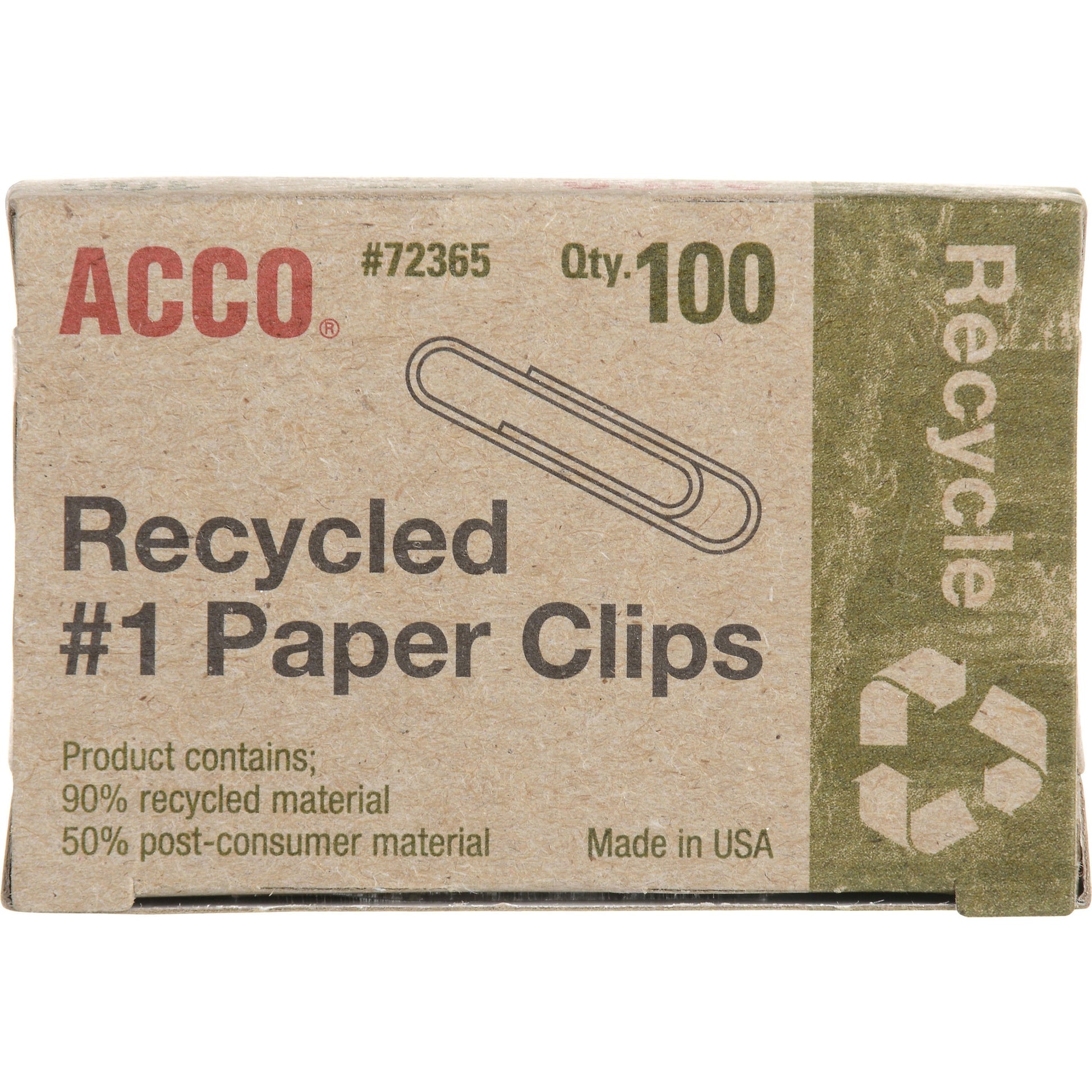 ACCO Recycled Paper Clips, #1 Size, Smooth Silver Finish – 100/Box - Tampa Home & Garden Store