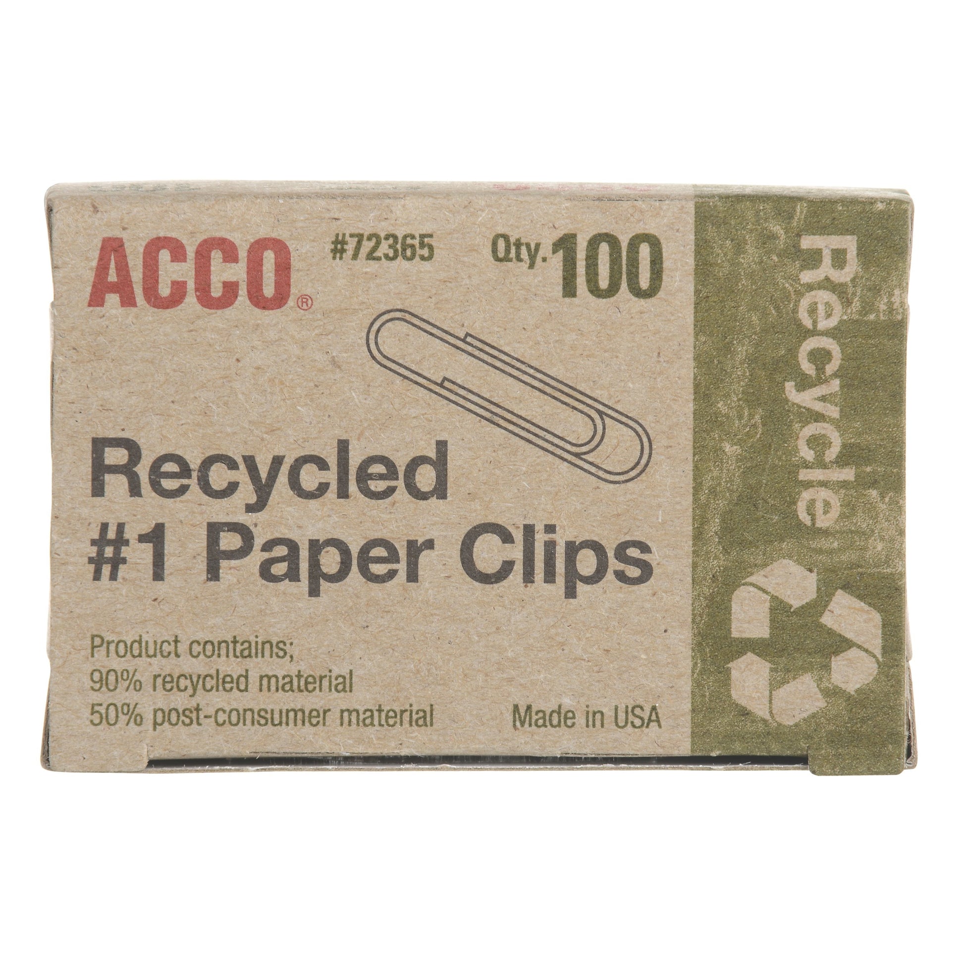 ACCO Recycled Paper Clips, #1 Size, Smooth Silver Finish – 100/Box - Tampa Home & Garden Store