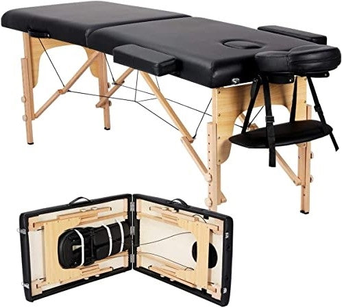 Mesa de masaje plegable portátil ajustable negra