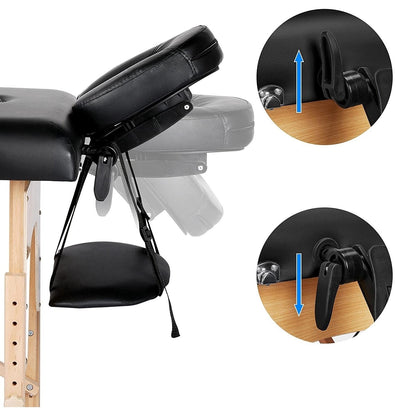 Mesa de masaje plegable portátil ajustable negra
