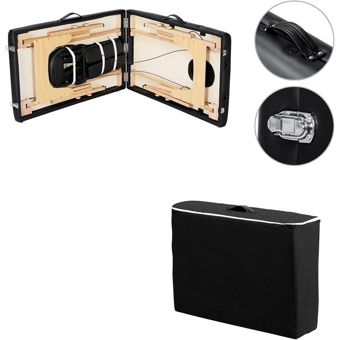 Mesa de masaje plegable portátil ajustable negra